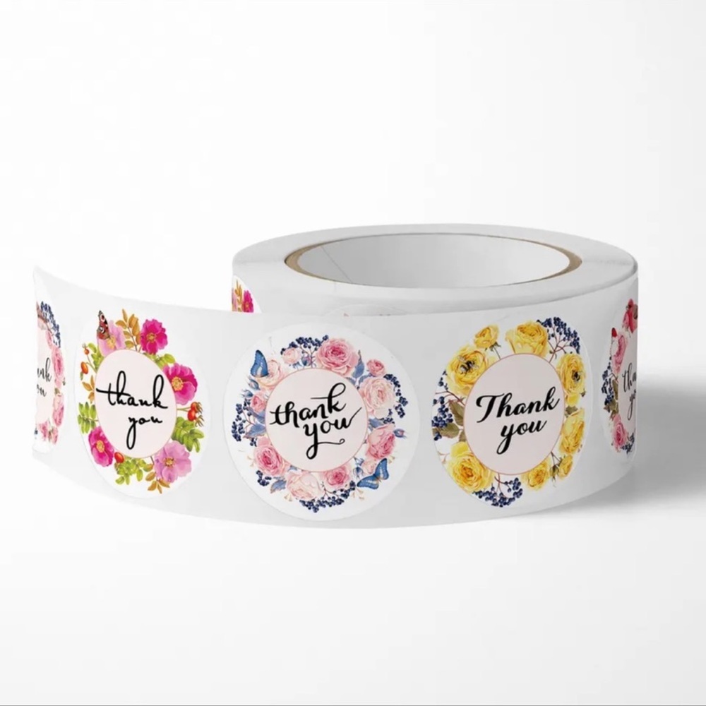 New 500 Pcs Floral Thank You Stickers 1 Inch Stationery Small Business Supplies - Picture 5 of 16